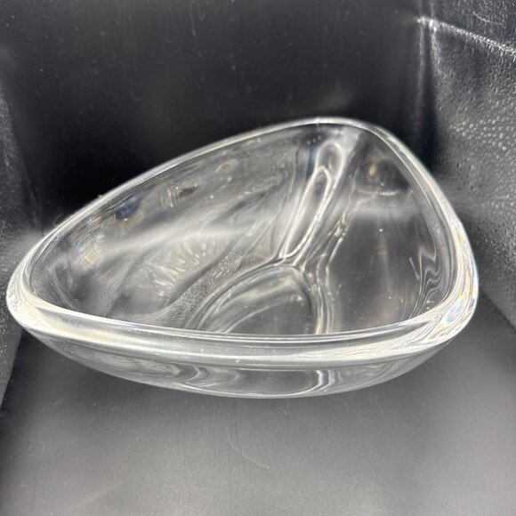 MCM substantial unsigned large clear glass triangular bowl heavy 3 pounds - Picture 1 of 8